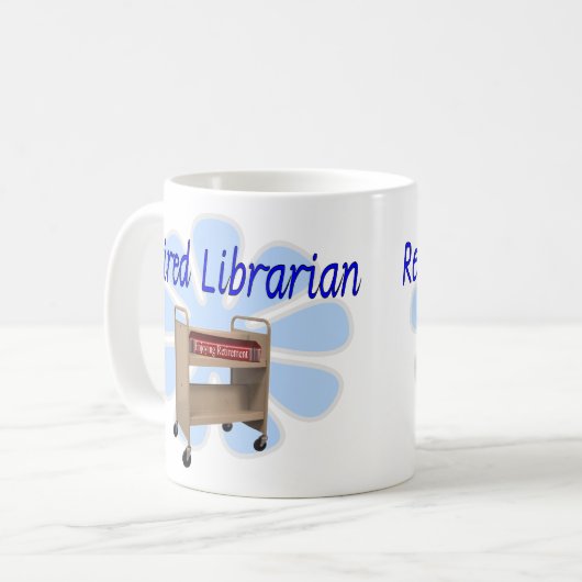 gepensioneerd Librarian Book Cart Design Koffiemok (Voorkant links)