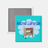 gepensioneerd Librarian Book Cart Design Magneet (Voorkant / Achterkant)