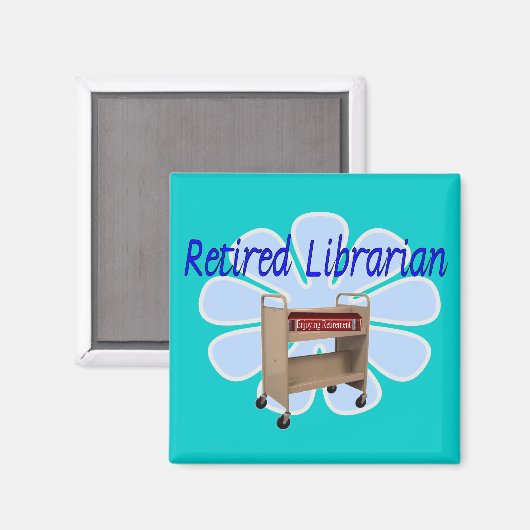 gepensioneerd Librarian Book Cart Design Magneet (Voorkant / Achterkant)