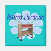 gepensioneerd Librarian Book Cart Design Magneet (Voorkant)