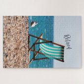 Gepensioneerd...Ligstoel aan de kust Legpuzzel (Horizontaal)