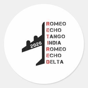 Gepensioneerd lot 2026 Fonetisch alfabet pensioen Ronde Sticker