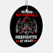 Gepensioneerd maar altijd brandweerman op hart keramisch ornament (Rechts)
