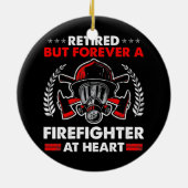 Gepensioneerd maar altijd brandweerman op hart keramisch ornament (Achterkant)