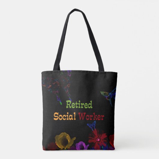 Gepensioneerd maatschappelijk werkers, abstract bl tote bag (Achterkant)