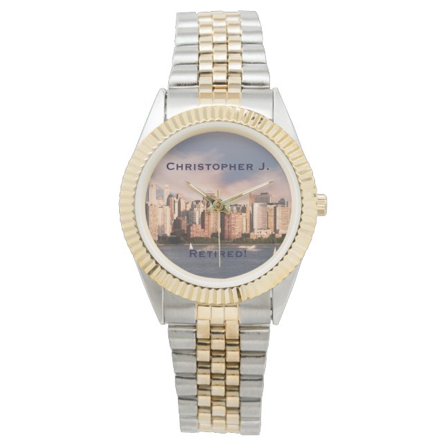 Gepensioneerd! Manhattan NYC, naam, kies riem pols Horloge (Voorkant)