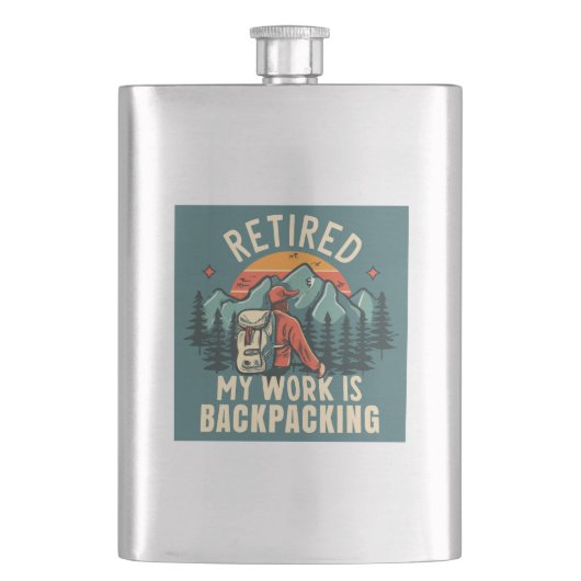 Gepensioneerd Mijn werk is backpacken Flacon (Voorkant)