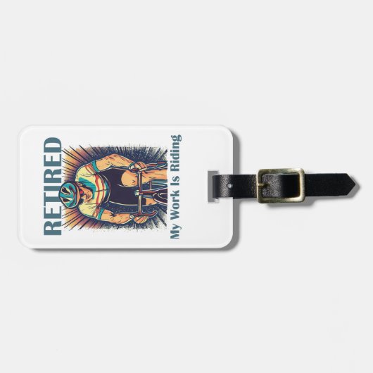 Gepensioneerd Mijn werk is fietsen Bagagelabel (Voorkant horizontaal)