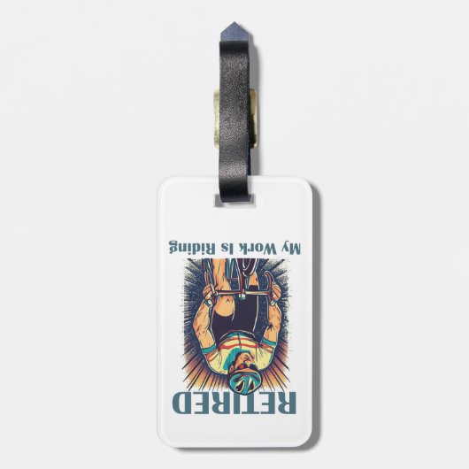 Gepensioneerd Mijn werk is fietsen Bagagelabel (Achterkant verticaal)