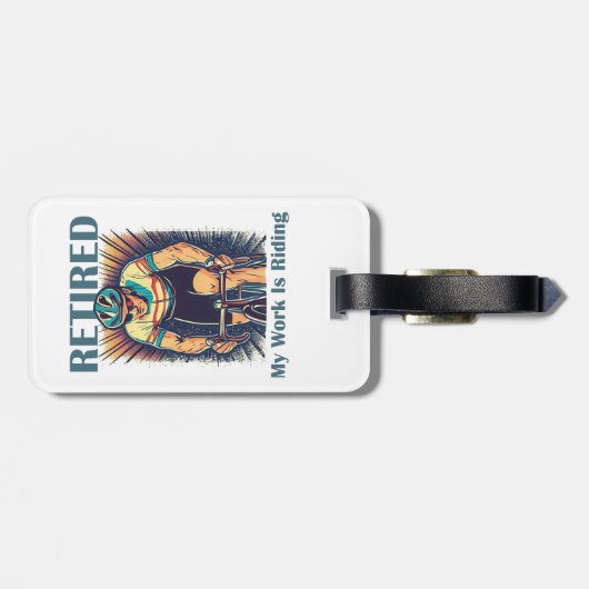 Gepensioneerd Mijn werk is fietsen Bagagelabel (Achterkant horizontaal)