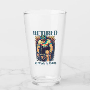 Gepensioneerd Mijn werk is fietsen Glas
