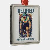 Gepensioneerd Mijn werk is fietsen Metalen Ornament (Rechts)