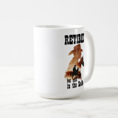 Gepensioneerd nog steeds in het zadel Westerne pen Koffiemok (Voorkant rechts)