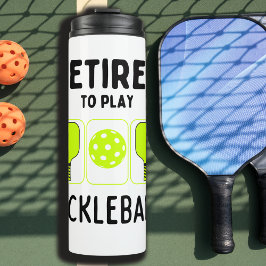 Gepensioneerd om Pickleball Paddles en Ball te spe Thermosbeker