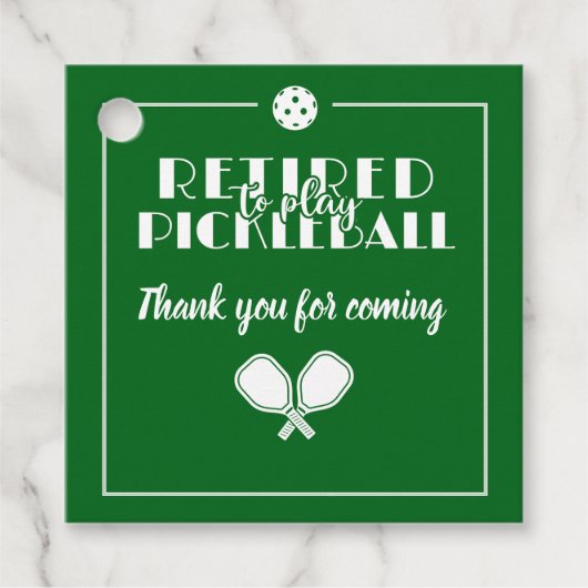Gepensioneerd om te spelen Pickleball Modern Green Bedankjes Labels (Voorkant)