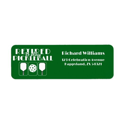 Gepensioneerd om te spelen Pickleball Modern Green Etiket (Voorkant)