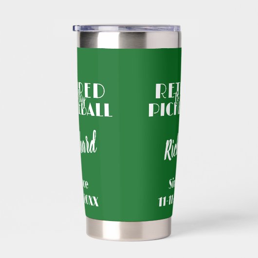 Gepensioneerd om te spelen Pickleball Modern Green Geïsoleerde Drinkbeker (Rechts)