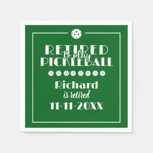 Gepensioneerd om te spelen Pickleball Modern Green Servet (Voorkant)