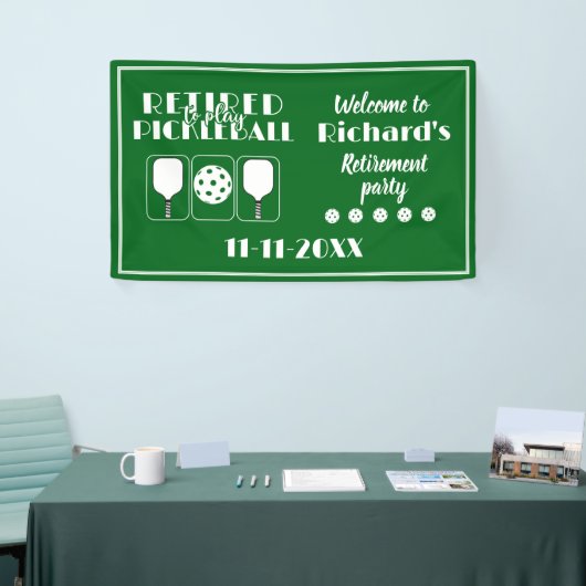 Gepensioneerd om te spelen Pickleball Modern Green Spandoek (Beurs)