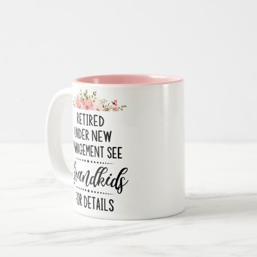 Gepensioneerd onder nieuw beheer Bekijk kleinkinde Tweekleurige Koffiemok (Voorkant links)