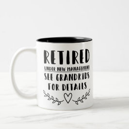 Gepensioneerd onder nieuw beheer tweekleurige koffiemok