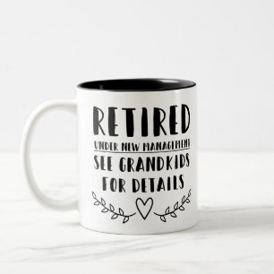 Gepensioneerd onder nieuw beheer tweekleurige koffiemok