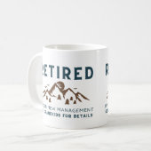 Gepensioneerd onder nieuw management, grappig pens koffiemok (Voorkant links)