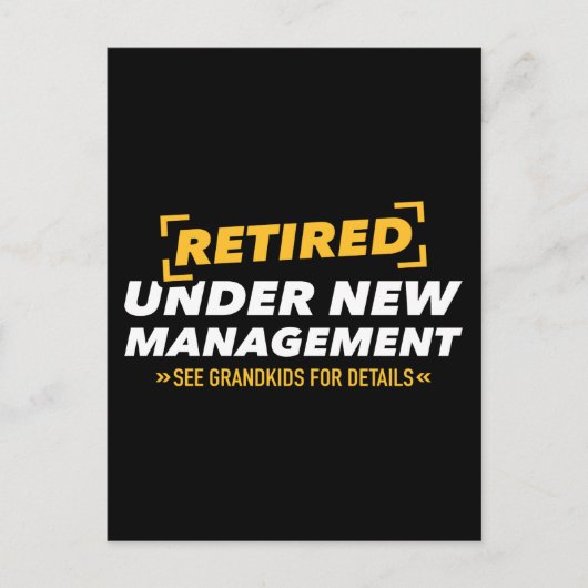 Gepensioneerd onder nieuw management zie je kleink briefkaart (Voorkant)