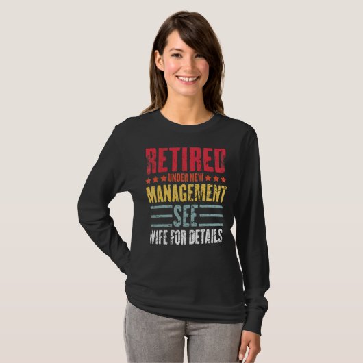 Gepensioneerd onder nieuw management Zie vrouw pap T-shirt (Voorkant volledig)