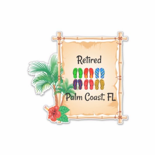 Gepensioneerd-Palmkust, FL Sticker (Voorkant)