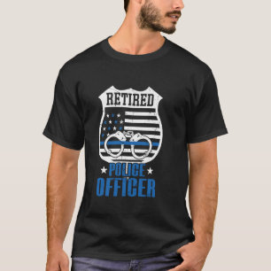 Gepensioneerd politieagent Blauwe Dunne Lijn Vlag T-shirt