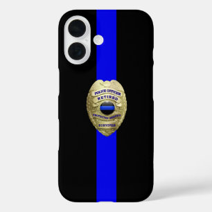Gepensioneerd politiebadge Thin Blue Line Hoesje-M iPhone 16 Hoesje