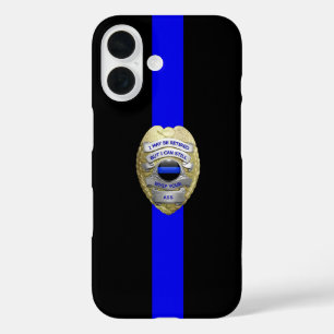 Gepensioneerd politiebadge Thin Blue Line Hoesje-M iPhone 16 Hoesje