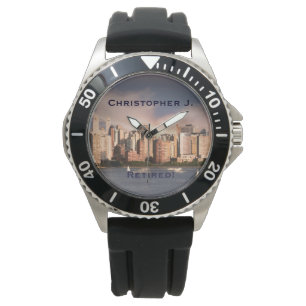 Gepensioneerd! Polshorloge Manhattan NYC, zwarte b Horloge