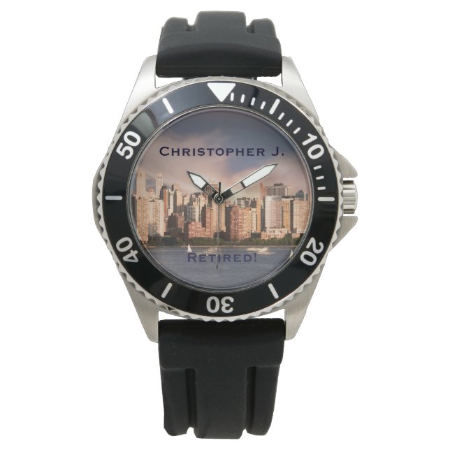 Gepensioneerd! Polshorloge Manhattan NYC, zwarte b Horloge (Voorkant)