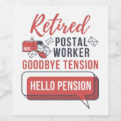 Gepensioneerd Postpersoneel Funny Mailman Retireme Wijn Etiket (Enkel label)