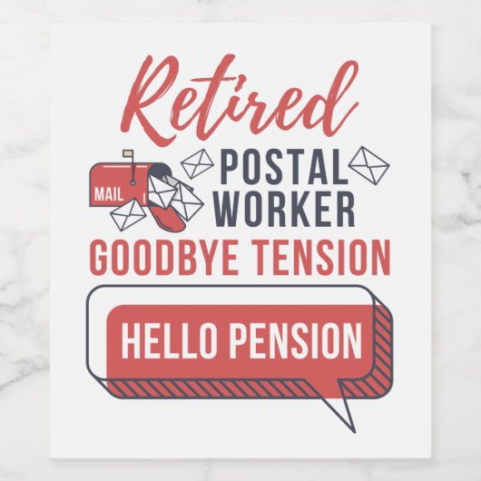 Gepensioneerd Postpersoneel Funny Mailman Retireme Wijn Etiket (Enkel label)