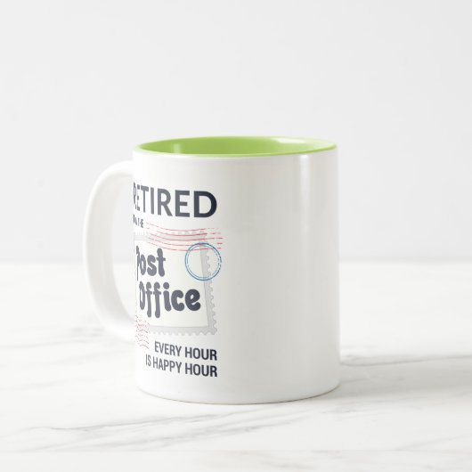 Gepensioneerd postpersoneel in ruste Brivelty Tweekleurige Koffiemok (Voorkant links)