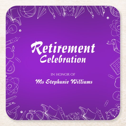 Gepensioneerd schoolleraar feest kartonnen onderzetters (Voorkant)