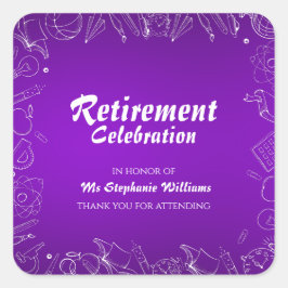 Gepensioneerd schoolleraar feest vierkante sticker