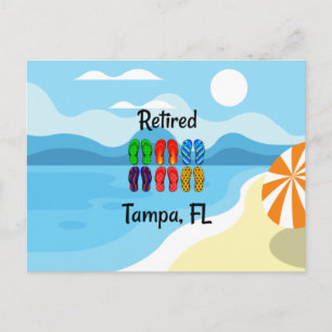 Gepensioneerd--Tampa, FL, kleurrijke teenslippers, Briefkaart