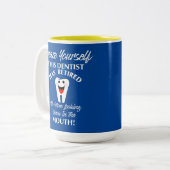 Gepensioneerd tandarts Funny Novelty Retirement Gr Tweekleurige Koffiemok (Voorkant links)