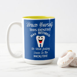 Gepensioneerd tandarts Funny Novelty Retirement Gr Tweekleurige Koffiemok