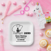 Gepensioneerd verdwenen Gevist Staande Visser Pens Papieren Bordje (Feest)