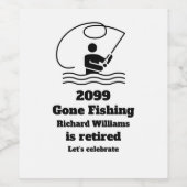 Gepensioneerd verdwenen Gevist Staande Visser Pens Wijn Etiket (Enkel label)