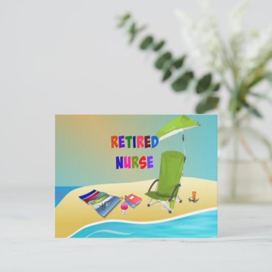 Gepensioneerd Verpleegkundige, Plezier in de Zon Briefkaart (Staand voorkant)