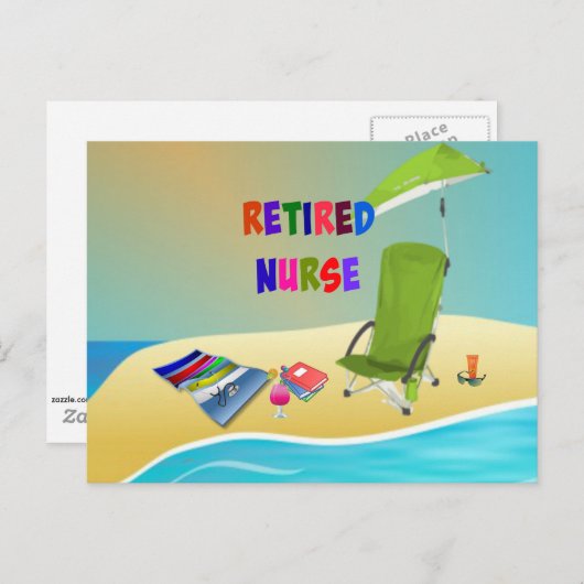 Gepensioneerd Verpleegkundige, Plezier in de Zon Briefkaart (Voorkant / Achterkant)