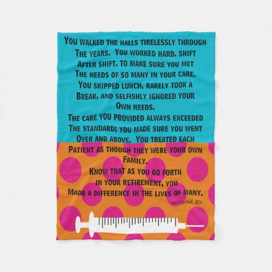 Gepensioneerd verpleegster gedicht fleece deken #2 (Voorkant)