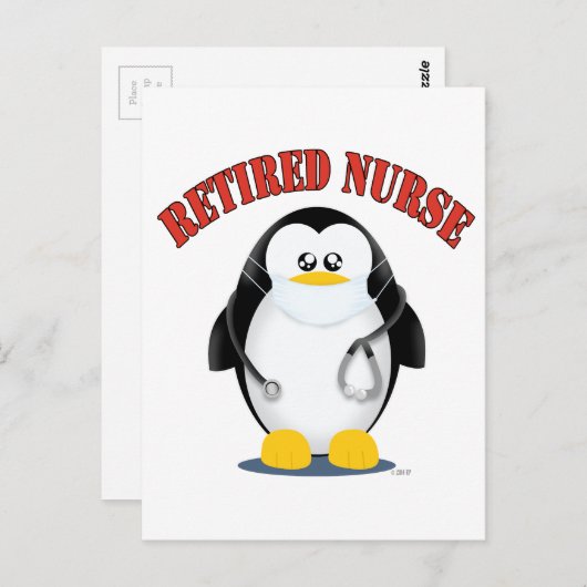 Gepensioneerd verpleegster Penguin Briefkaart (Voorkant / Achterkant)