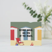 Gepensioneerd verpleegster. Zie je bij het strand. Briefkaart (Staand voorkant)
